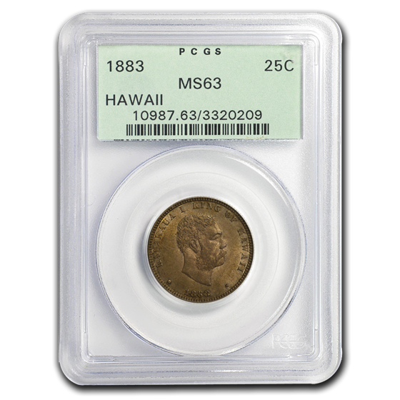 1883 Hawaii Quarter Kalakaua I MS-63 PCGS (OGH) 1883 Hawaii Quarter Kalakaua I MS-63 PCGS (OGH)